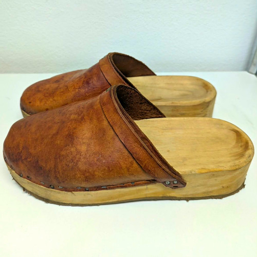 Leder holzclogs slip - holzclogs, slip-on